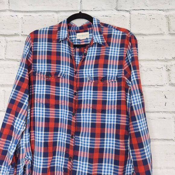 Ralph Lauren Denim & Supply Women Red Blue Plaid Button-Up Shirt Medium Cotton - Picture 2 of 11